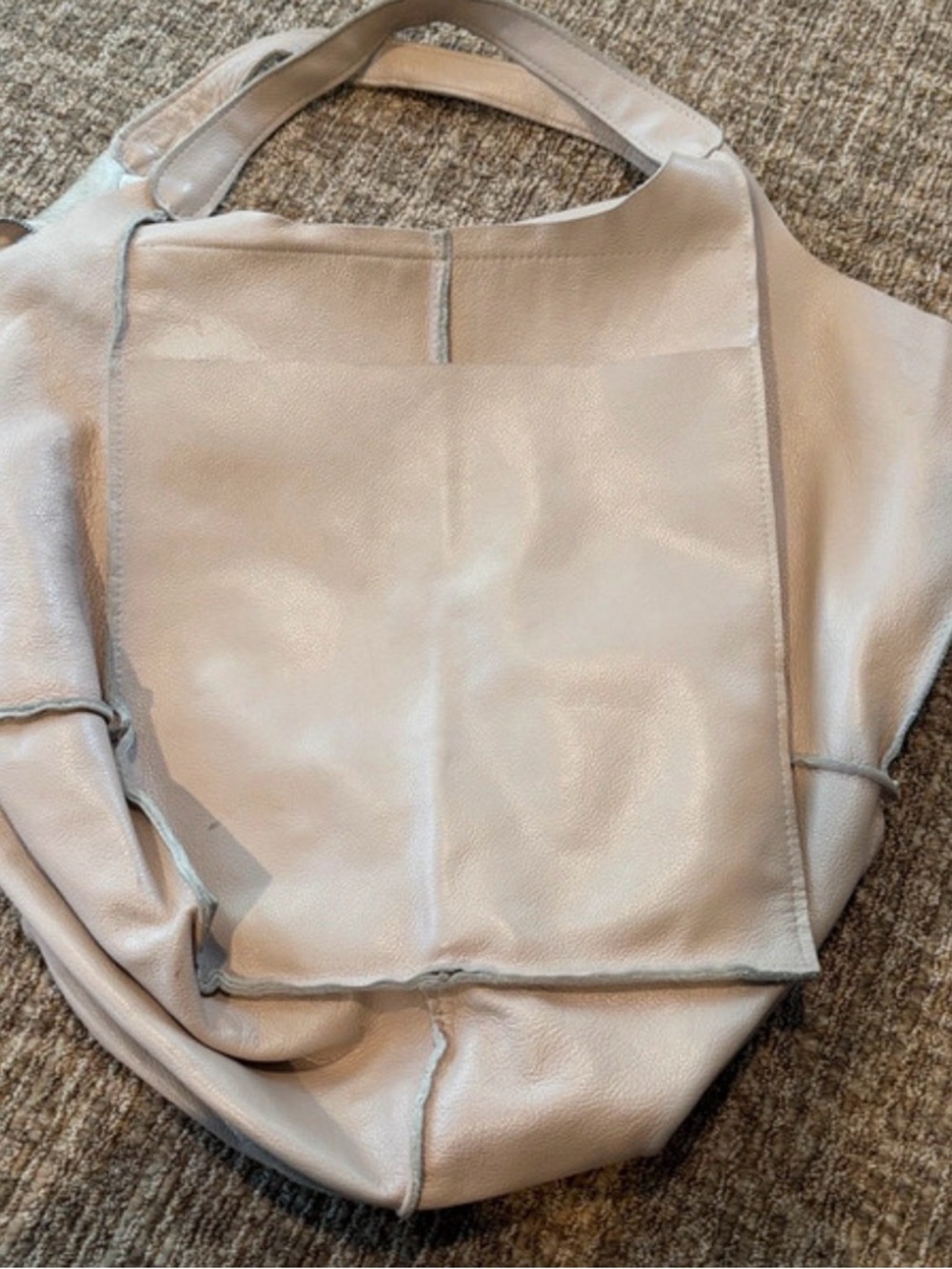 Minimalist Women's Shoulder Bag in Light Beige